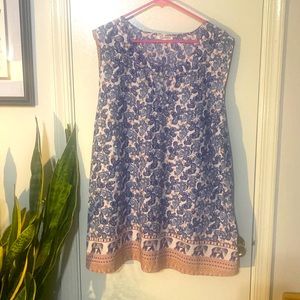 Mileage sz 3x boho sleeveless tunic top with elephant along bottom